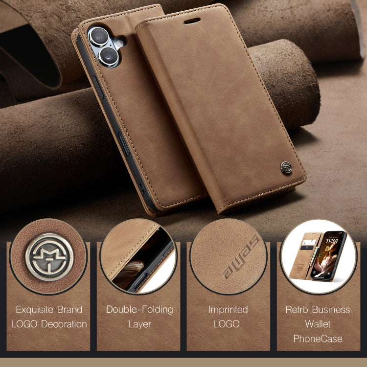 For iPhone 16 CaseMe 013 Multifunctional Horizontal Flip Leather Phone Case(Brown)