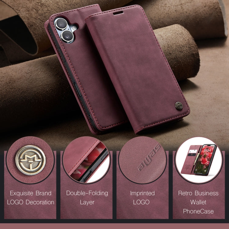 For iPhone 16 CaseMe 013 Multifunctional Horizontal Flip Leather Phone Case(Red)