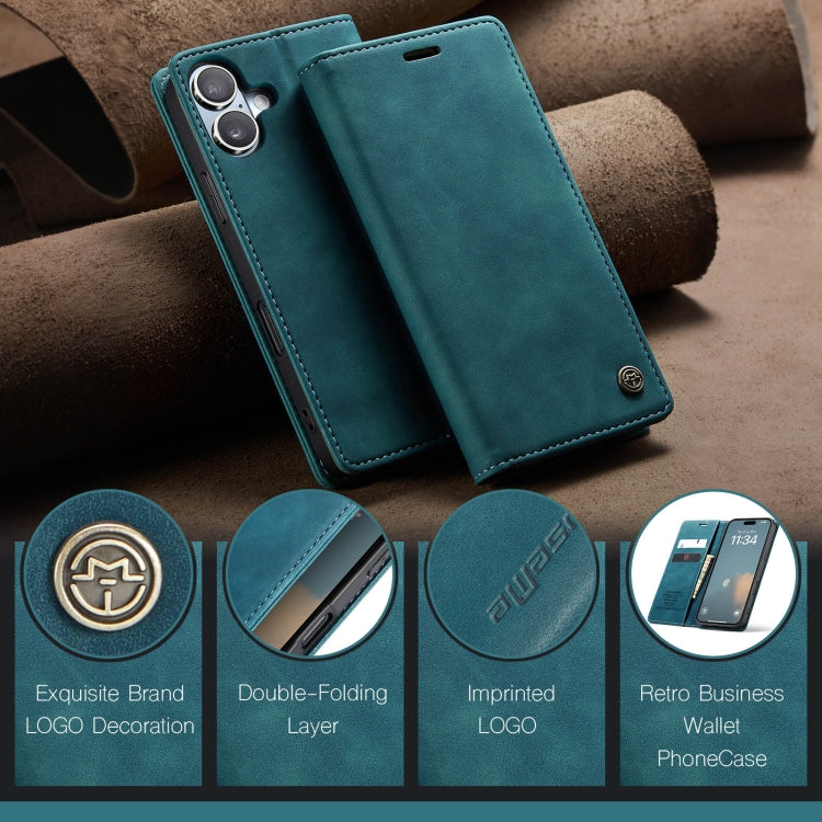 For iPhone 16 CaseMe 013 Multifunctional Horizontal Flip Leather Phone Case(Blue)