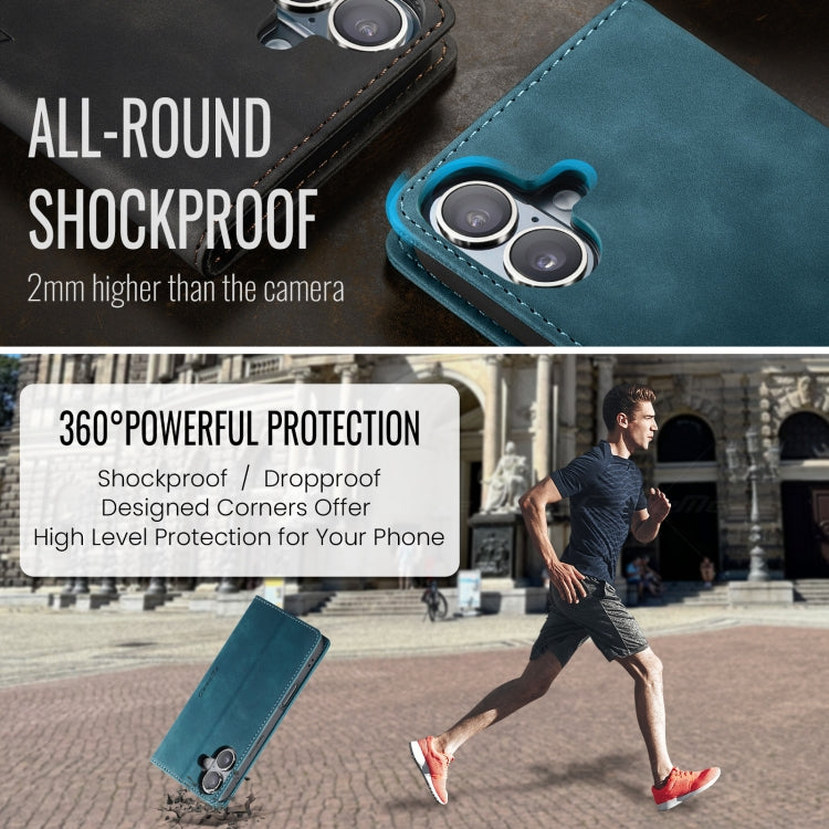 For iPhone 16 CaseMe 013 Multifunctional Horizontal Flip Leather Phone Case(Blue)