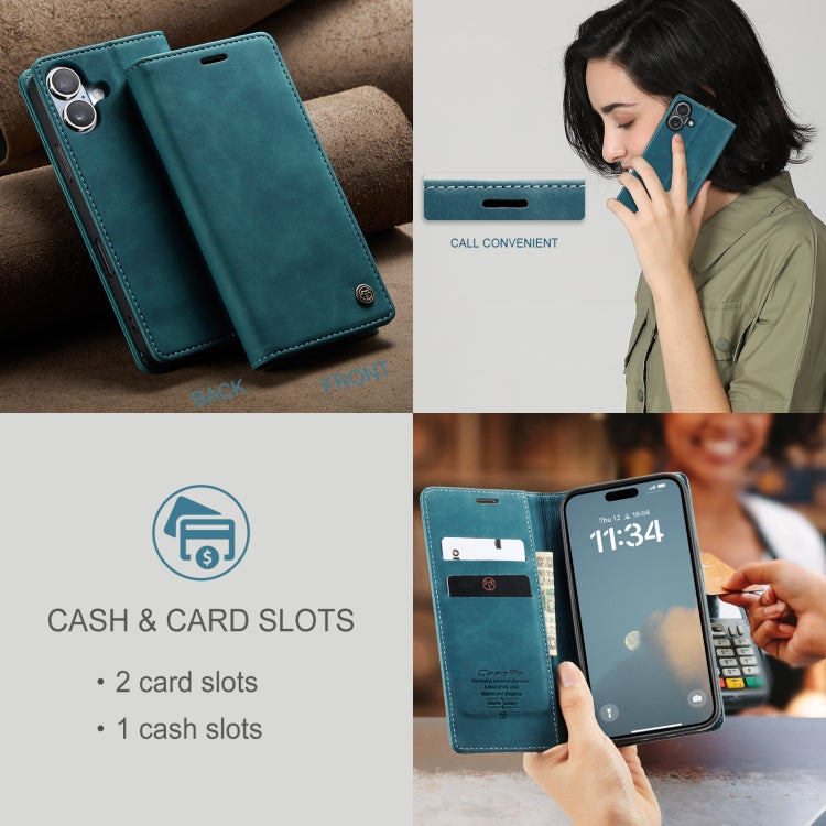 For iPhone 16 CaseMe 013 Multifunctional Horizontal Flip Leather Phone Case(Blue)
