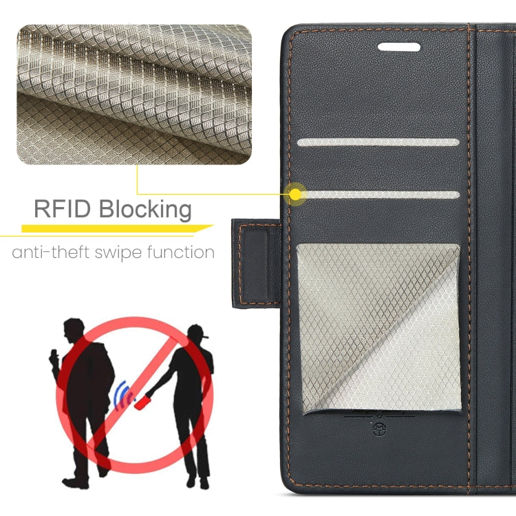 For iPhone 16 Pro Max CaseMe 023 Butterfly Buckle Litchi Texture RFID Anti-theft Leather Phone Case(Black)