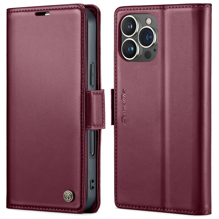 For iPhone 16 Pro CaseMe 023 Butterfly Buckle Litchi Texture RFID Anti-theft Leather Phone Case(Red)