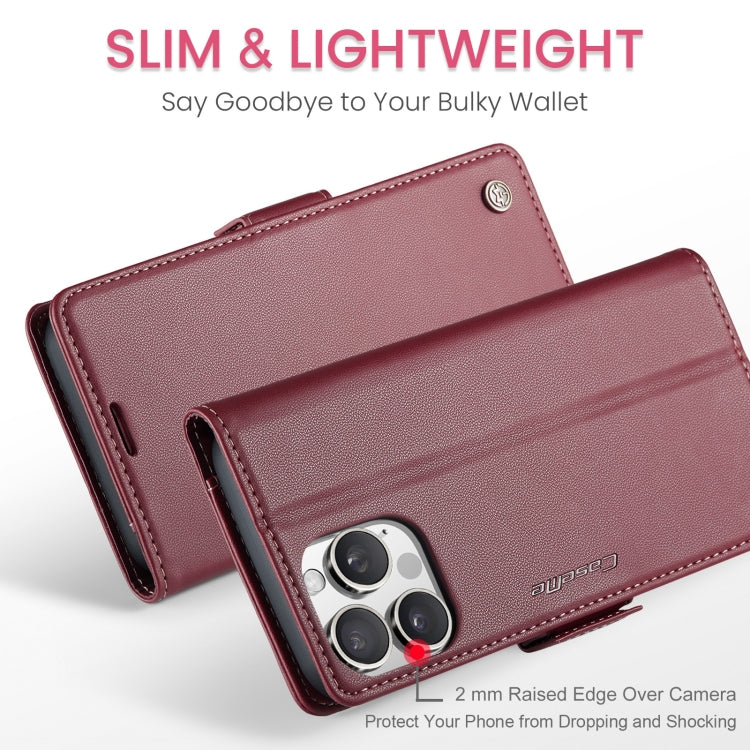 For iPhone 16 Pro CaseMe 023 Butterfly Buckle Litchi Texture RFID Anti-theft Leather Phone Case(Red)