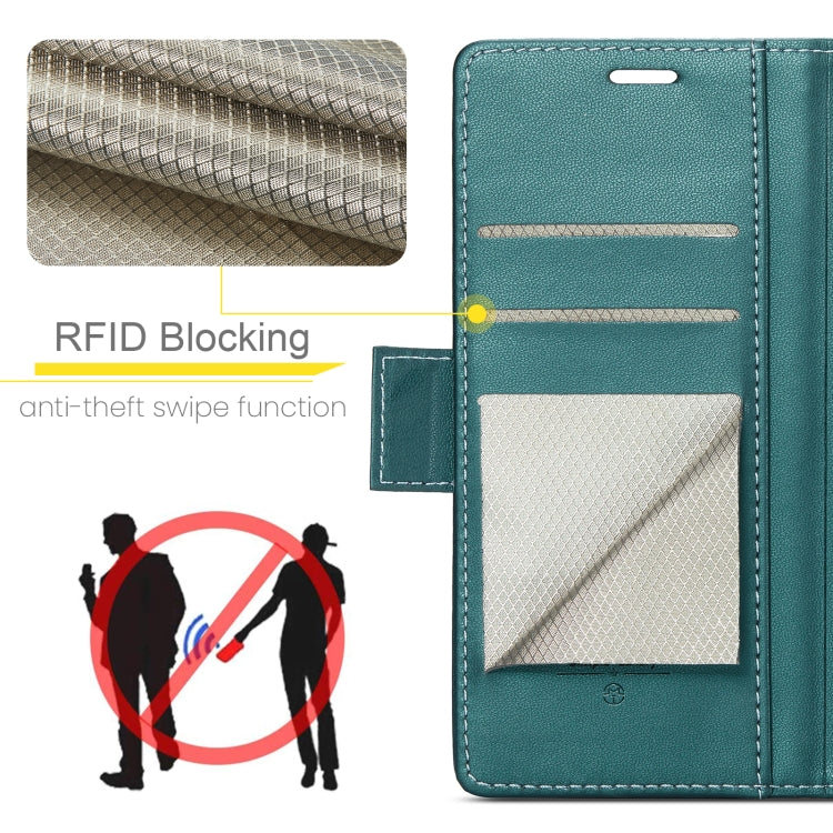 For iPhone 16 Pro CaseMe 023 Butterfly Buckle Litchi Texture RFID Anti-theft Leather Phone Case(Green)