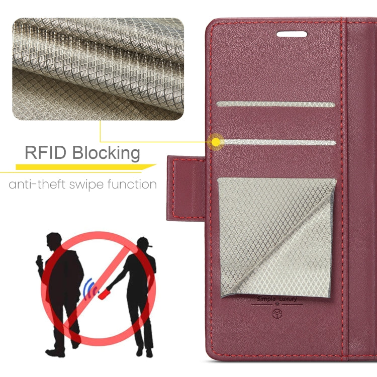 For iPhone 16 CaseMe 023 Butterfly Buckle Litchi Texture RFID Anti-theft Leather Phone Case(Red)