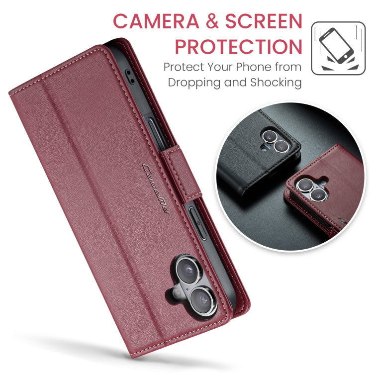 For iPhone 16 CaseMe 023 Butterfly Buckle Litchi Texture RFID Anti-theft Leather Phone Case(Red)