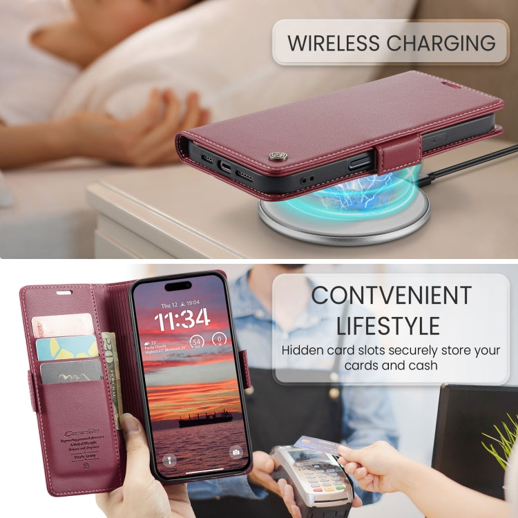 For iPhone 16 CaseMe 023 Butterfly Buckle Litchi Texture RFID Anti-theft Leather Phone Case(Red)
