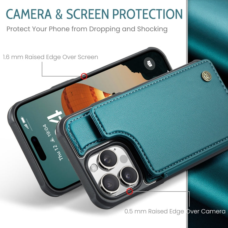 For iPhone 16 Pro Max CaseMe C22 Card Slots Holder RFID Anti-theft Phone Case(Green)