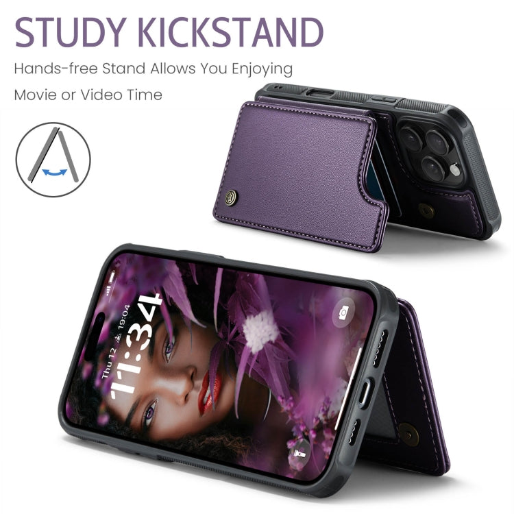 For iPhone 16 Pro Max CaseMe C22 Card Slots Holder RFID Anti-theft Phone Case(Purple)