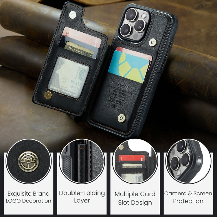 For iPhone 16 Pro CaseMe C22 Card Slots Holder RFID Anti-theft Phone Case(Black)