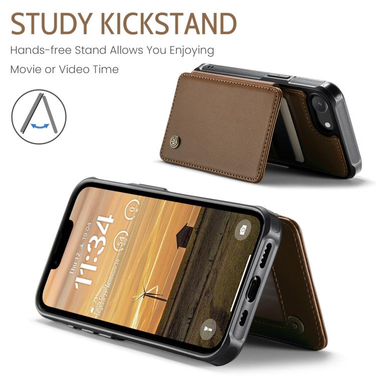 For iPhone 17e / 16e CaseMe C22 Card Slots Holder RFID Anti-theft Phone Case(Brown)