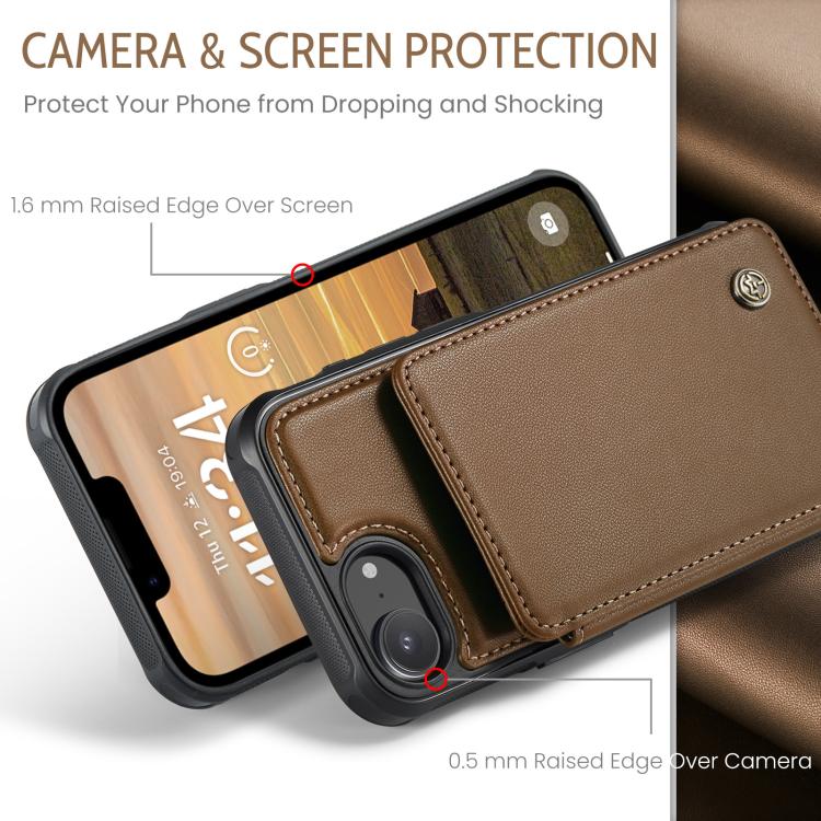 For iPhone 17e / 16e CaseMe C22 Card Slots Holder RFID Anti-theft Phone Case(Brown)