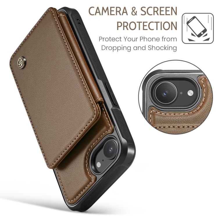For iPhone 17e / 16e CaseMe C22 Card Slots Holder RFID Anti-theft Phone Case(Brown)