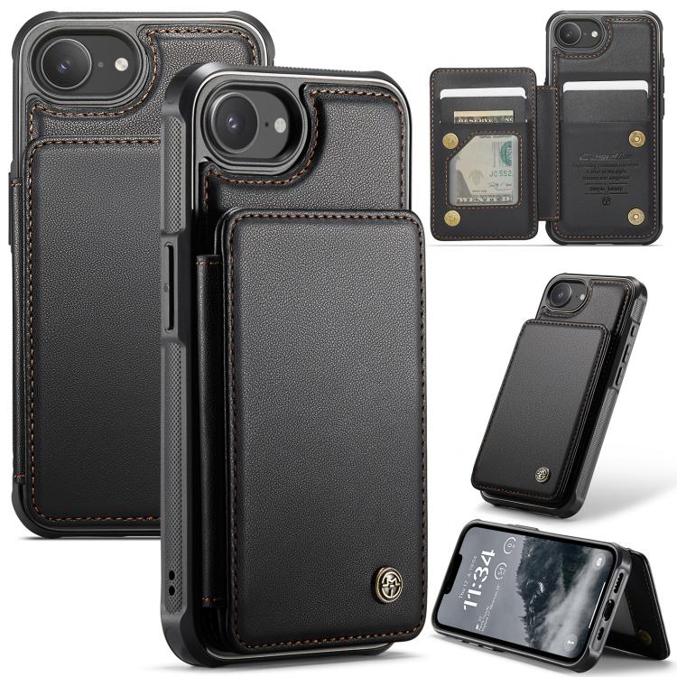 For iPhone 17e / 16e CaseMe C22 Card Slots Holder RFID Anti-theft Phone Case(Black)