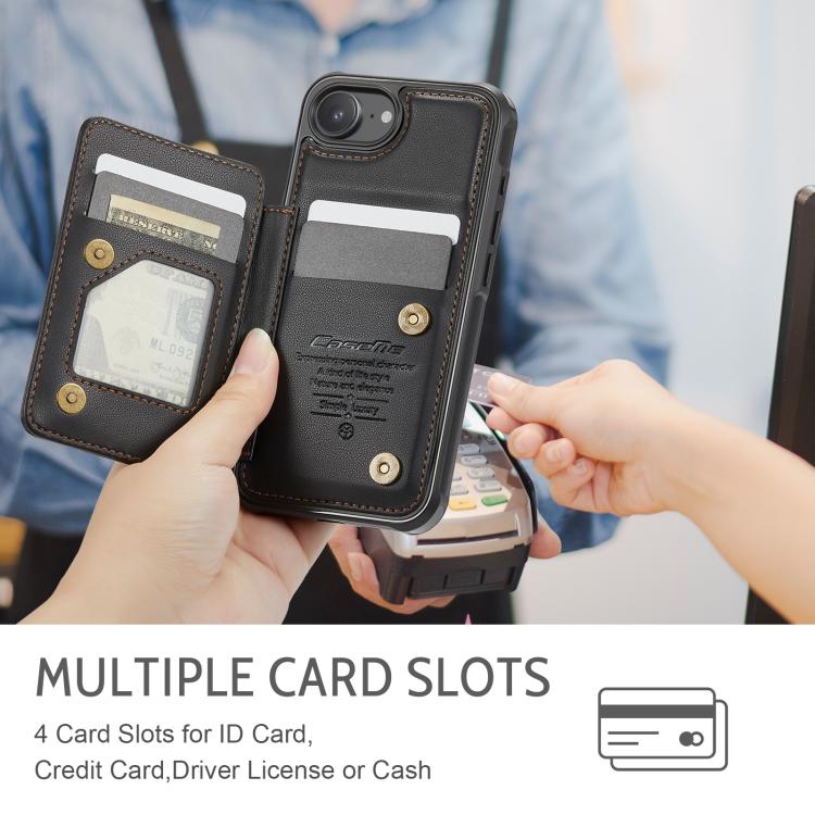 For iPhone 17e / 16e CaseMe C22 Card Slots Holder RFID Anti-theft Phone Case(Black)