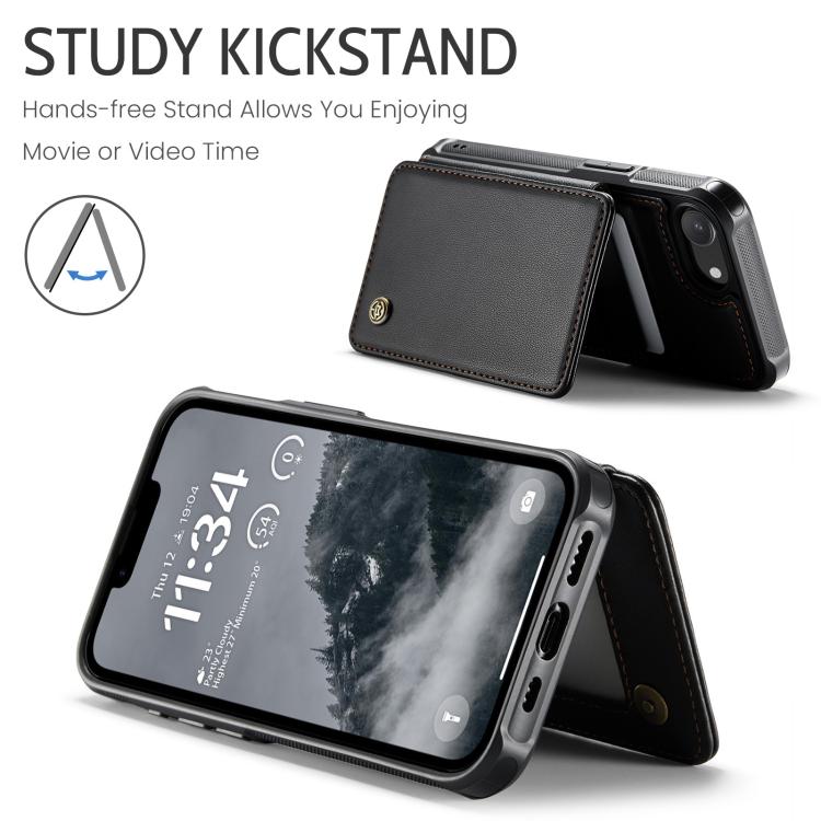 For iPhone 17e / 16e CaseMe C22 Card Slots Holder RFID Anti-theft Phone Case(Black)