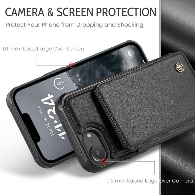 For iPhone 17e / 16e CaseMe C22 Card Slots Holder RFID Anti-theft Phone Case(Black)