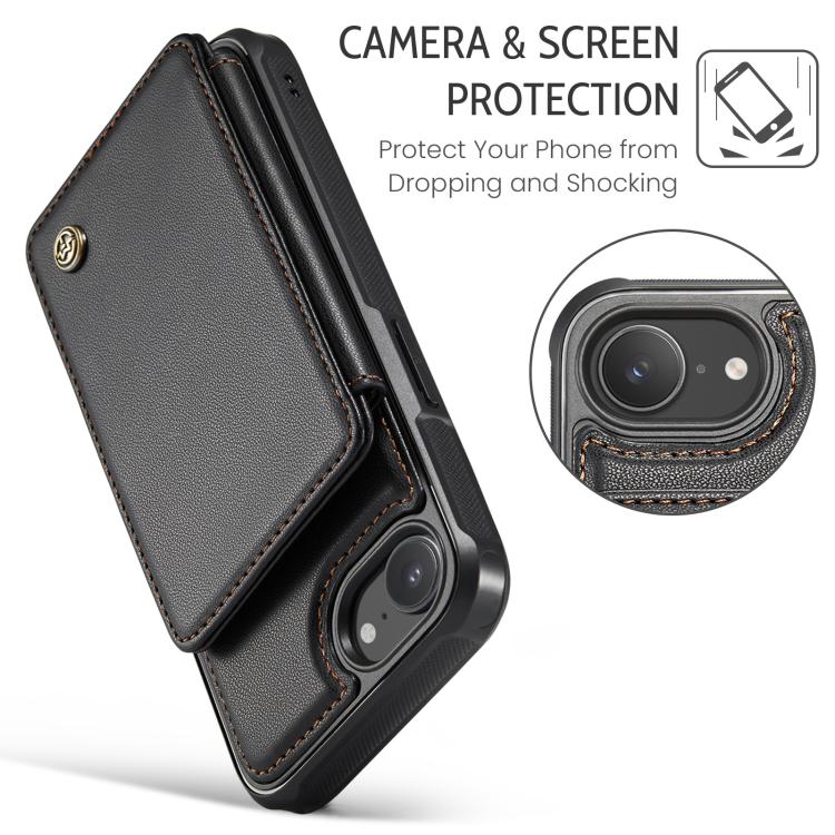 For iPhone 17e / 16e CaseMe C22 Card Slots Holder RFID Anti-theft Phone Case(Black)