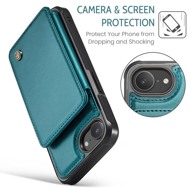 For iPhone 17e / 16e CaseMe C22 Card Slots Holder RFID Anti-theft Phone Case(Green)