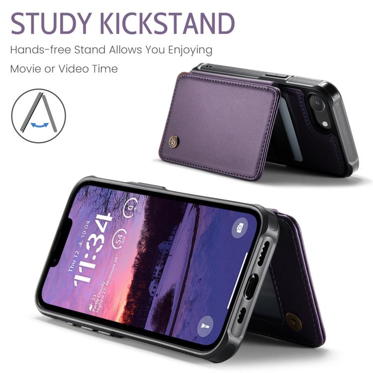 For iPhone 17e / 16e CaseMe C22 Card Slots Holder RFID Anti-theft Phone Case(Purple)