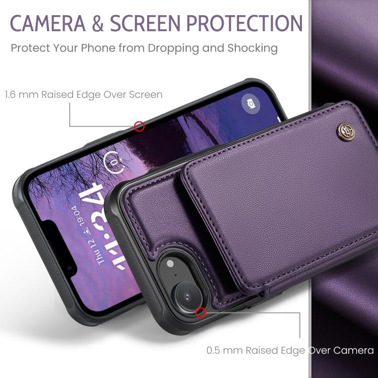 For iPhone 17e / 16e CaseMe C22 Card Slots Holder RFID Anti-theft Phone Case(Purple)