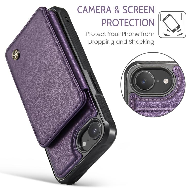 For iPhone 17e / 16e CaseMe C22 Card Slots Holder RFID Anti-theft Phone Case(Purple)