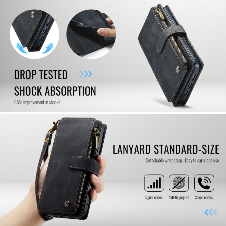 For iPhone 16 Pro CaseMe C30 Card Slots Zipper Wallet Leather Phone Case(Black)