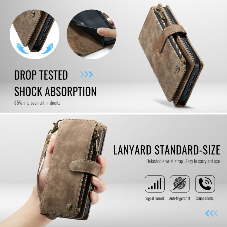 For iPhone 16 Plus CaseMe C30 Card Slots Zipper Wallet Leather Phone Case(Brown)