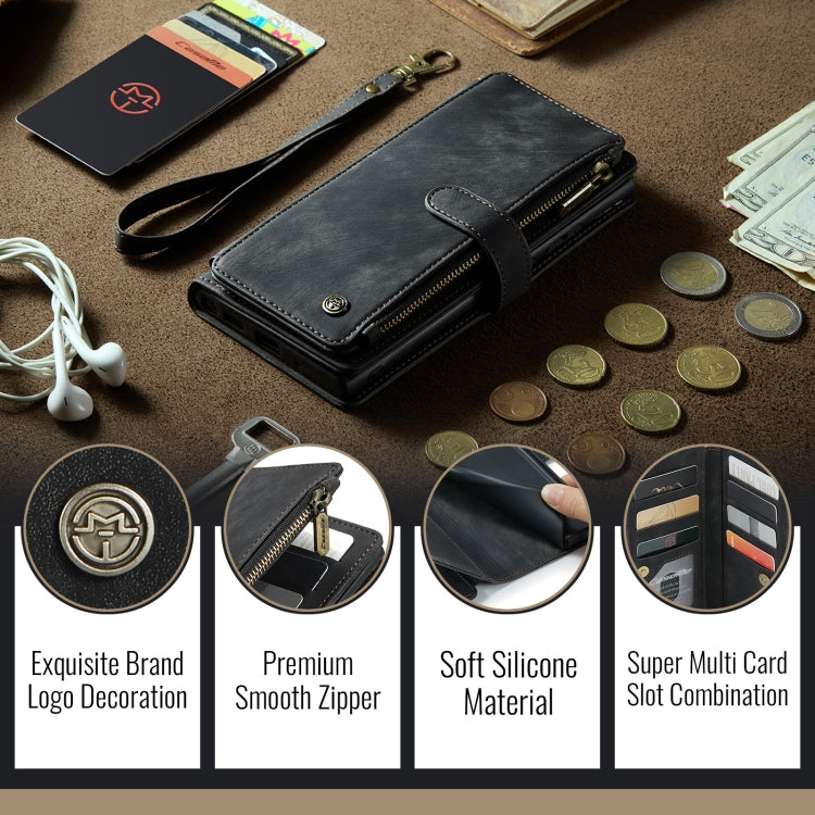 For iPhone 16 Plus CaseMe C30 Card Slots Zipper Wallet Leather Phone Case(Black)