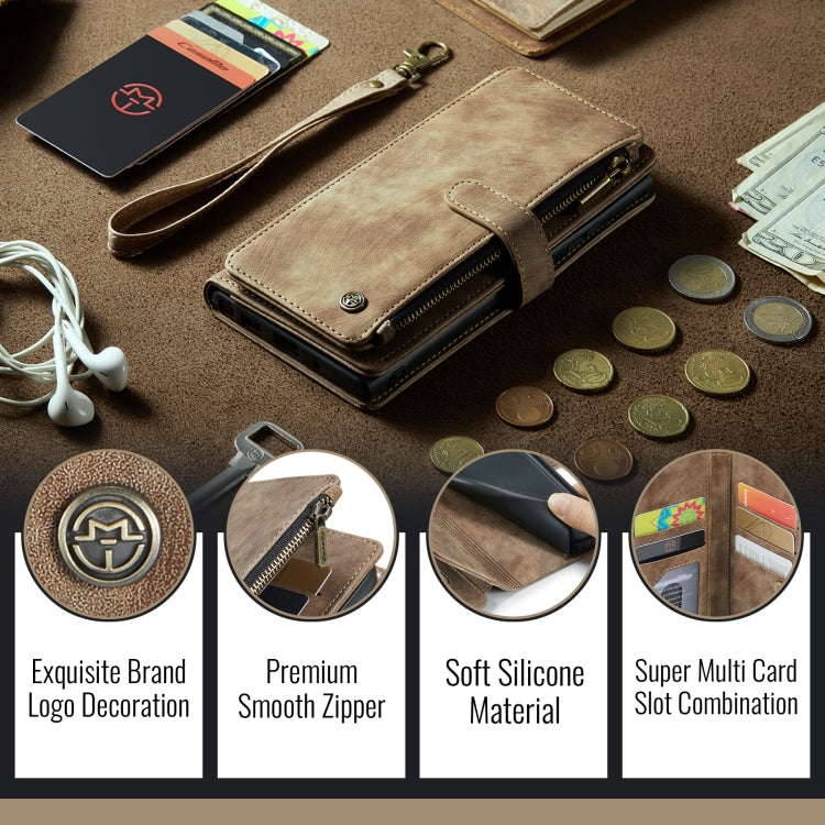 For iPhone 16 CaseMe C30 Card Slots Zipper Wallet Leather Phone Case(Brown)