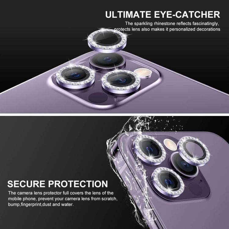 For iPhone 16 / 16 Plus ENKAY AR Anti-reflection Individual Diamond Ring Camera Lens Glass Full Film(Rose Red)