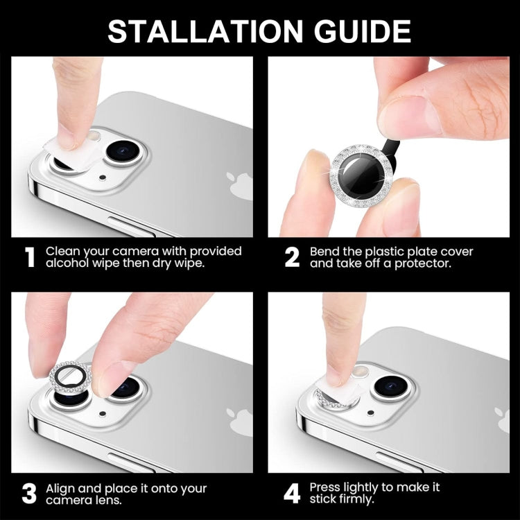 For iPhone 16 / 16 Plus ENKAY AR Anti-reflection Individual Diamond Ring Camera Lens Glass Full Film(Colorful)