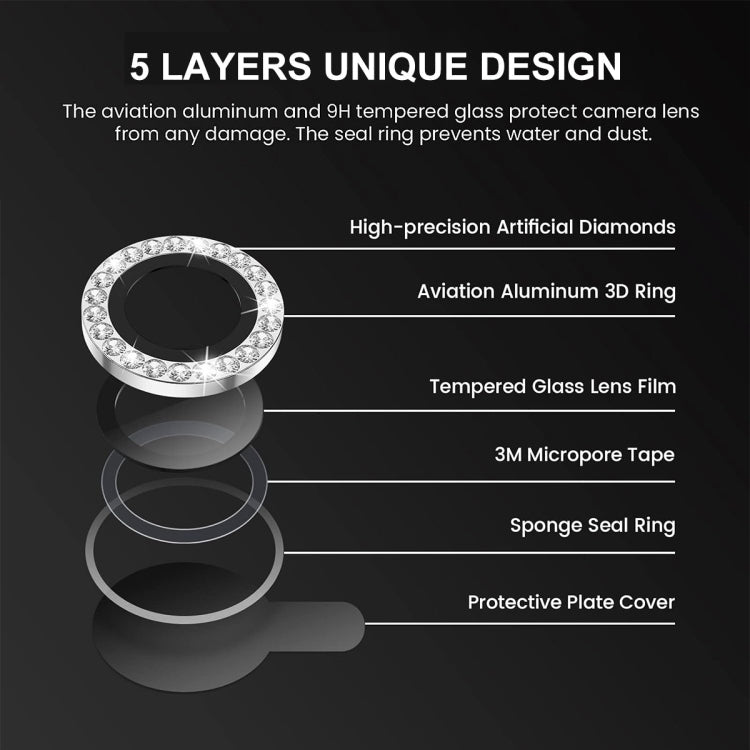 For iPhone 16 Pro / 16 Pro Max ENKAY AR Anti-reflection Individual Diamond Ring Camera Lens Glass Full Film(Black)