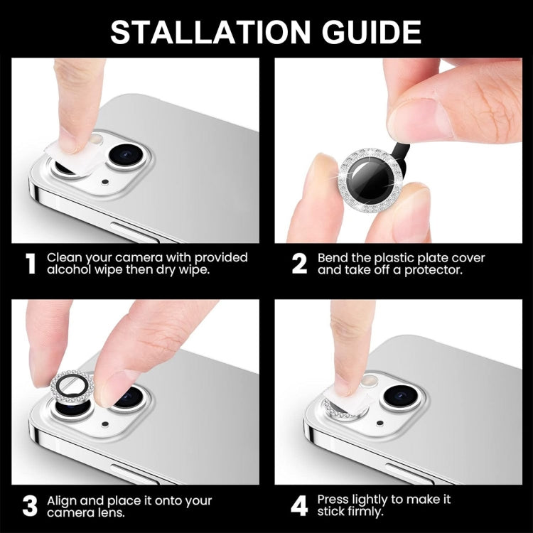 For iPhone 16 Pro / 16 Pro Max ENKAY AR Anti-reflection Individual Diamond Ring Camera Lens Glass Full Film(Black)