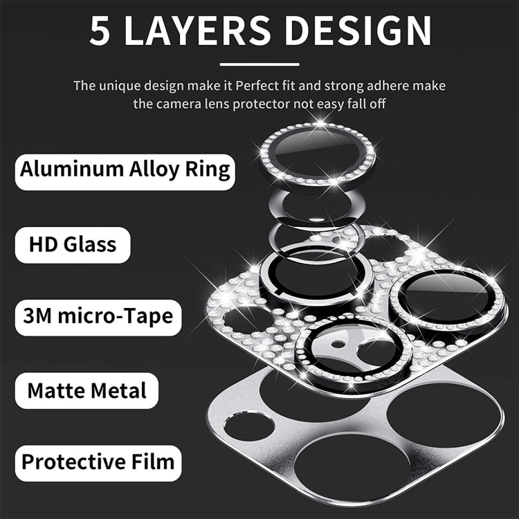 For iPhone 16 / 16 Plus ENKAY Hat-Prince Blink Diamond Camera Lens Aluminium Alloy Tempered Glass Film(Colorful)