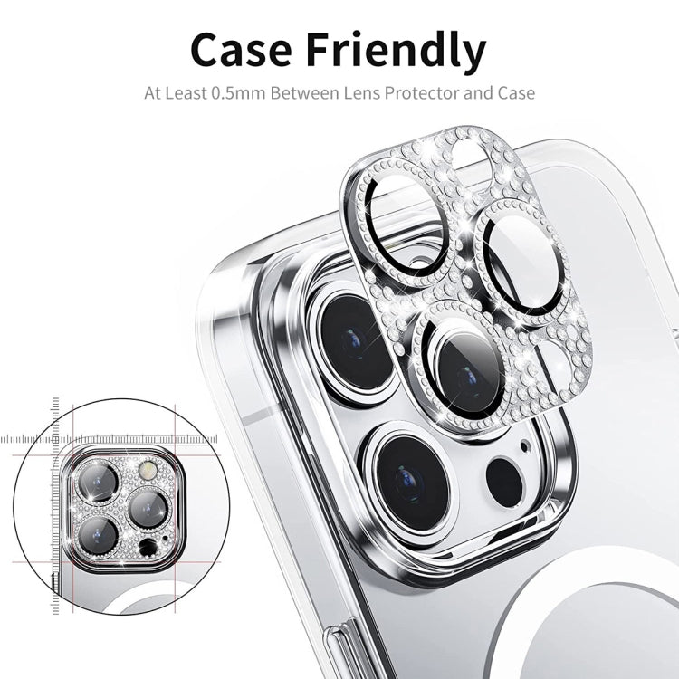 For iPhone 16 / 16 Plus ENKAY Hat-Prince Blink Diamond Camera Lens Aluminium Alloy Tempered Glass Film(Sky Blue)