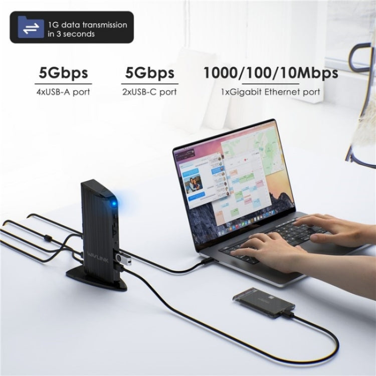WAVLINK UG39PD1 13 in 1 Type-C Triple Monitors 4K HD Docking Station, Plug:US Plug