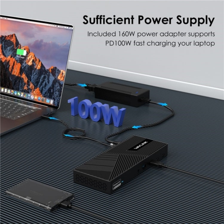 WAVLINK UG69PD25 Pro 100W PD Charging Triple 4K Display Laptop Docking Station, Plug:EU Plug