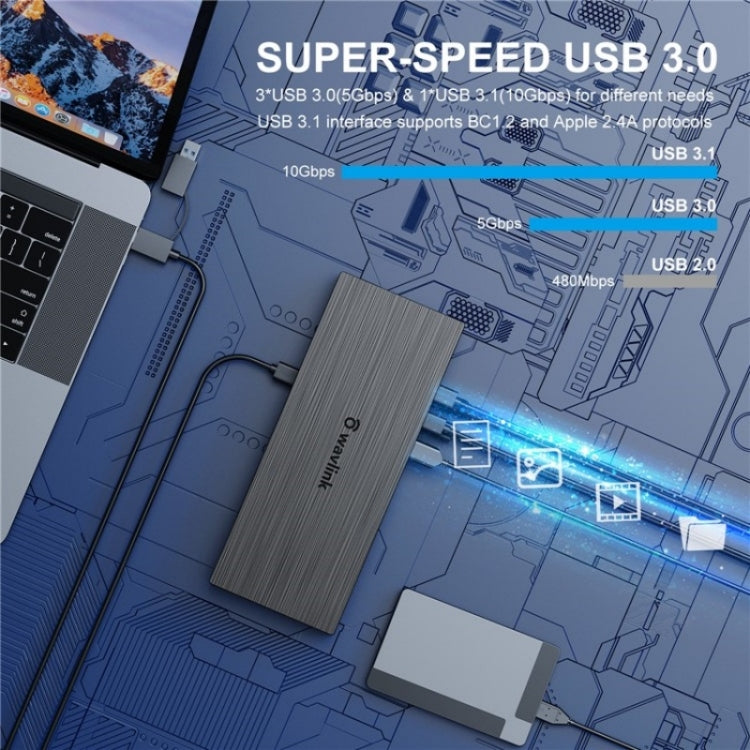 WAVLINK UG69PD8 Pro 18-in-1 DP / HD 5K Quadruple Display USB C Universal Docking Station, Plug:UK Plug