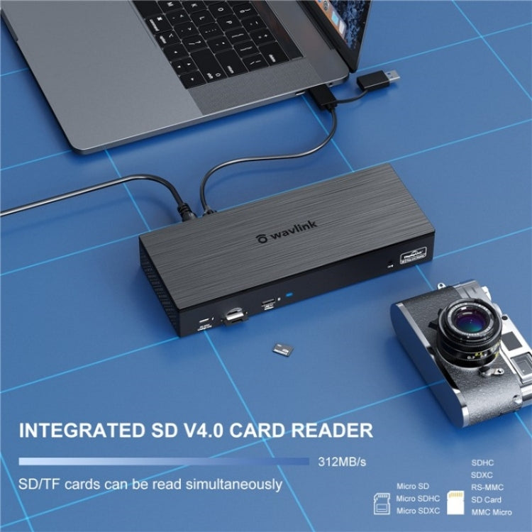 WAVLINK UG69PD8 Pro 18-in-1 DP / HD 5K Quadruple Display USB C Universal Docking Station, Plug:UK Plug