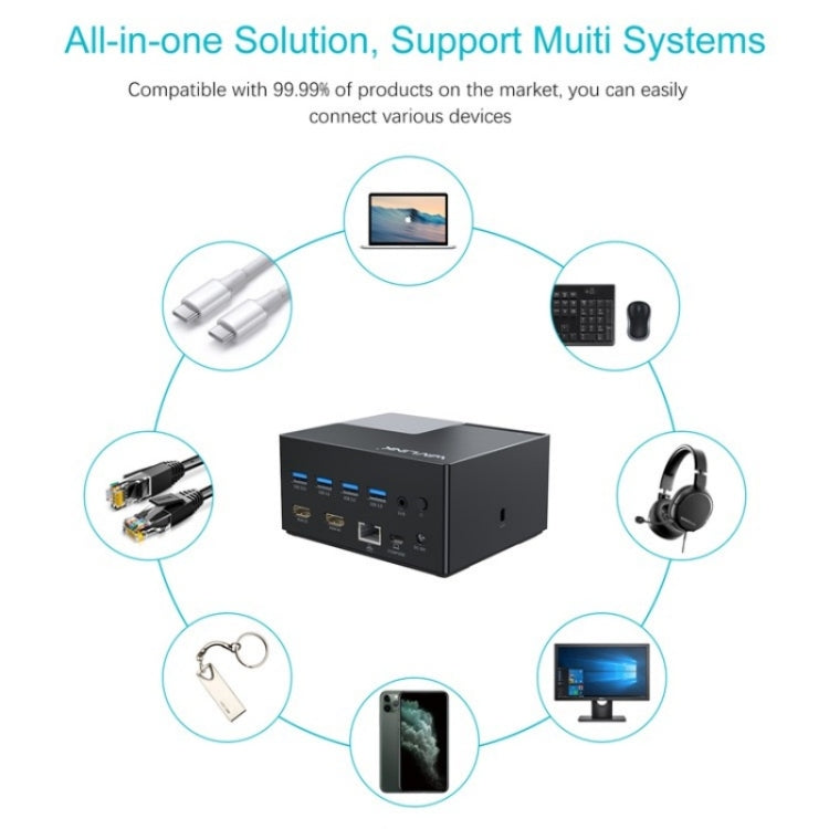 WAVLINK UG76PD2 3.5mm Audio, Gigabit Network Port Dual HD Universal Docking Station(AU Plug)