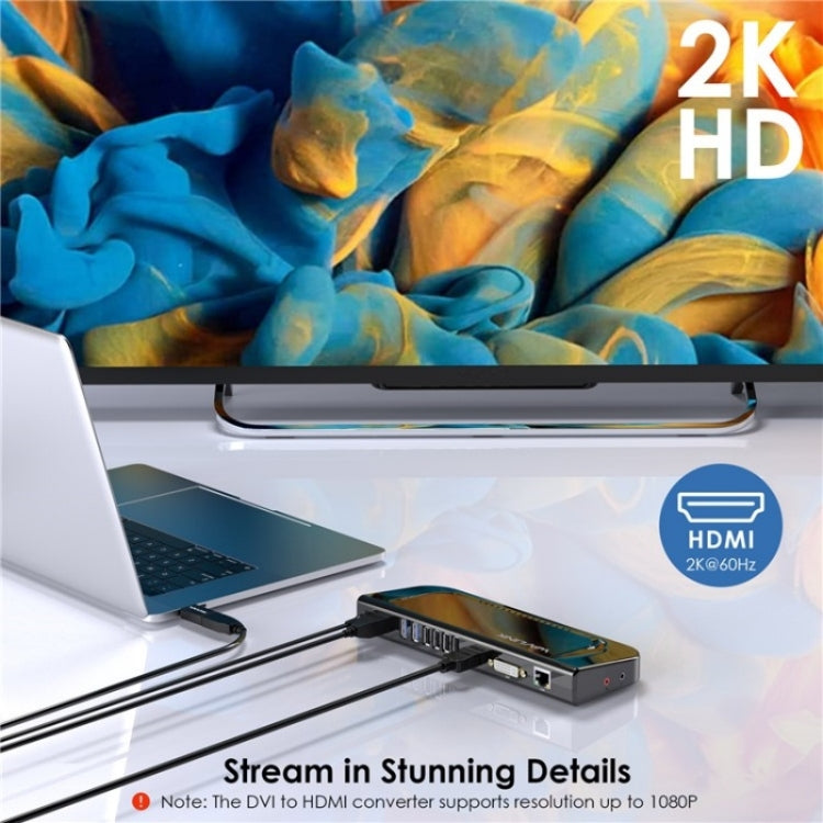 WAVLINK UG49DK4 Universal Laptop Docking Station Dual Monitor Supports DVI / HDMI / VGA(US Plug)