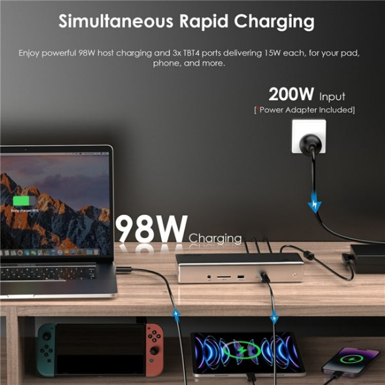 WAVLINK UTD41 PRO RJ45 / Audio / SD Card Reader 15-in-1 Thunderbolt 4 Docking Station, Plug:US Plug