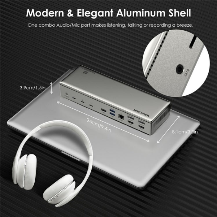 WAVLINK UTD41 PRO RJ45 / Audio / SD Card Reader 15-in-1 Thunderbolt 4 Docking Station, Plug:US Plug