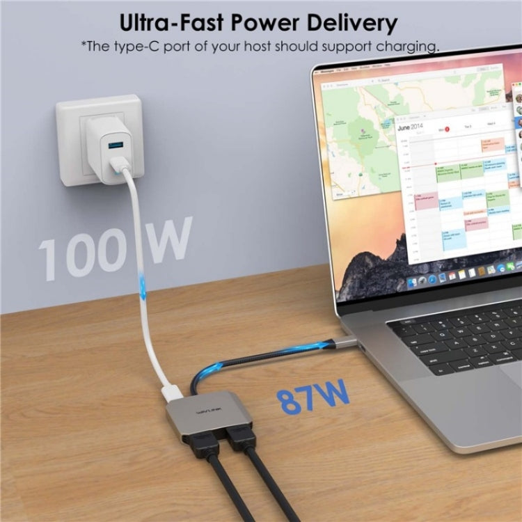 WAVLINK UHP510 Pro 87W PD Charging USB C to Dual HD Converter 4K 60Hz Monitor Adapter