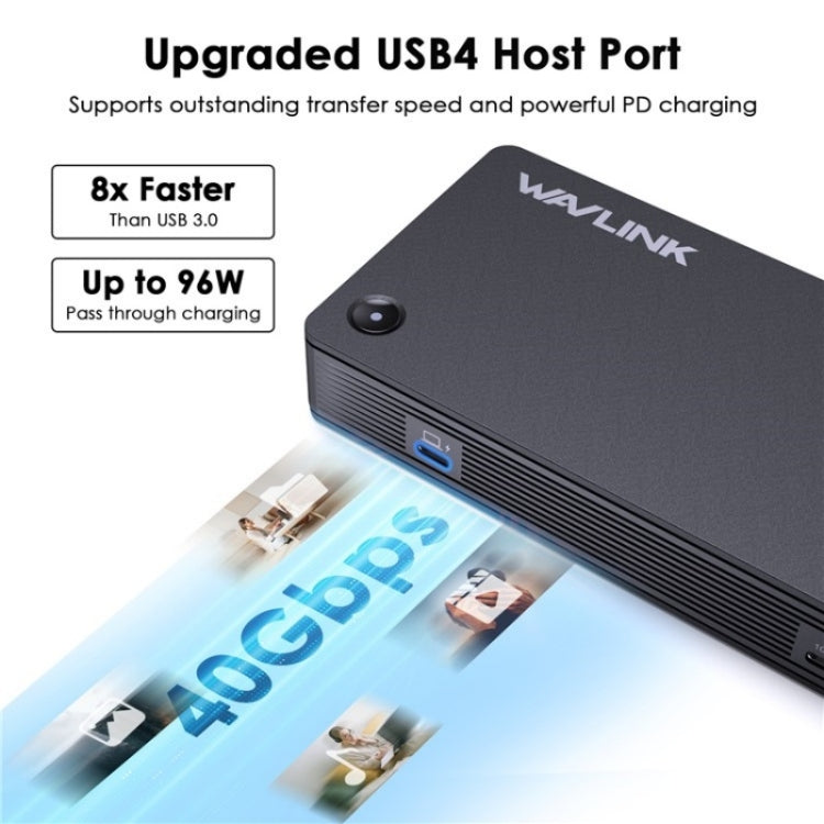 WAVLINK UTD22 Support 96W Laptop Charging USB4 Docking Station Dual Monitor USB-C Hub(AU Plug)