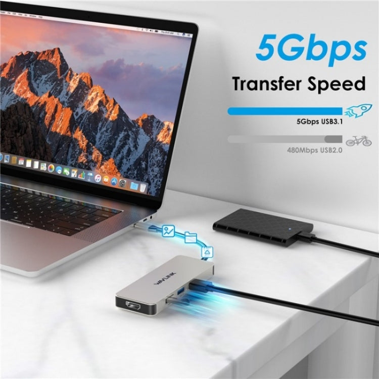 WAVLINK UHP3416 7-in-1 PD100W Charging SD / TF Card Reader 4K HD Type-C Docking Station(Rose Gold)