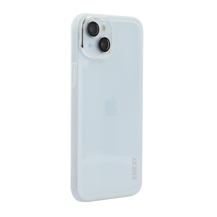 For iPhone 15 ENKAY Hat-Prince Translucent Matte TPU Phone Case with Lens Film(White)