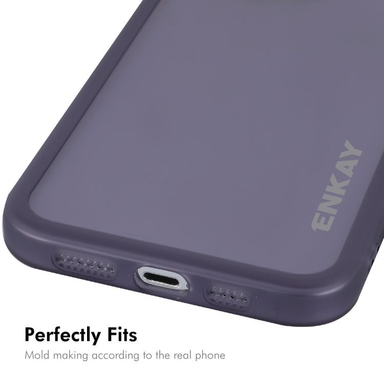 For iPhone 14 Pro Max ENKAY Hat-Prince Translucent Matte TPU Phone Case with Lens Film(Purple)